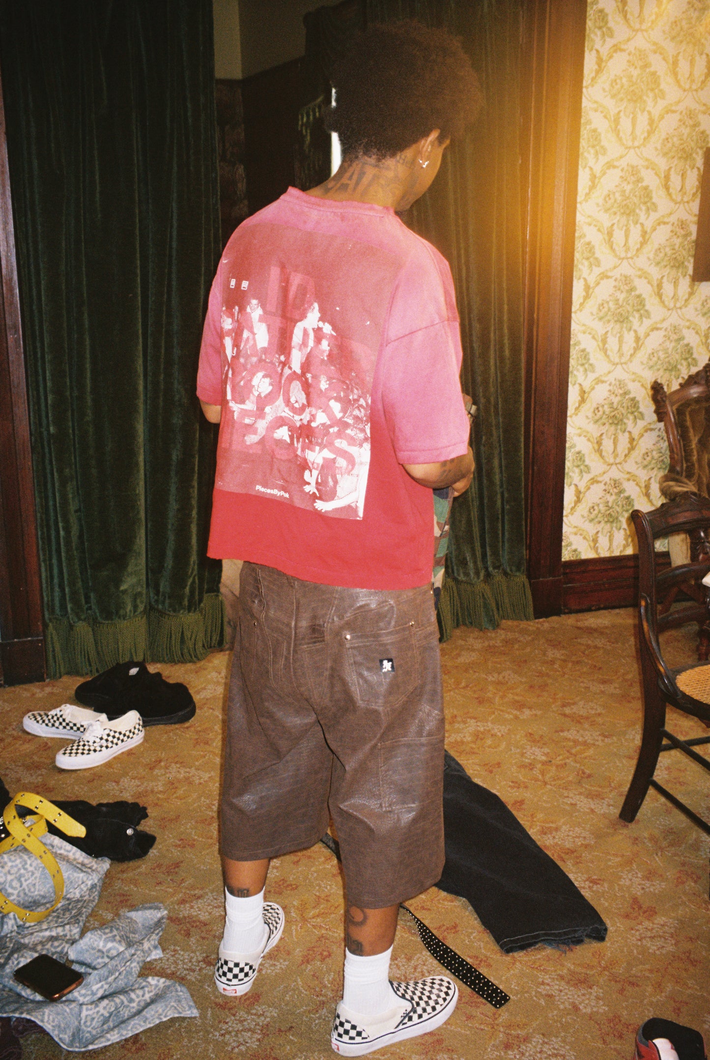 BROWN LEATHER SHORTS