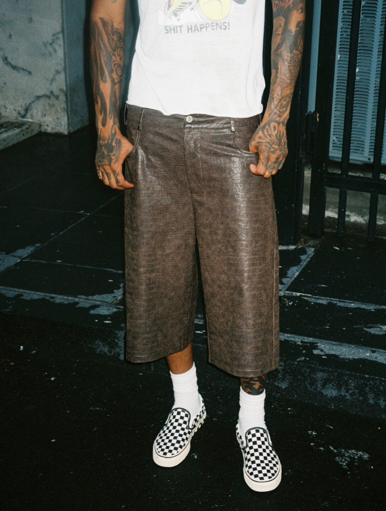 BROWN LEATHER SHORTS