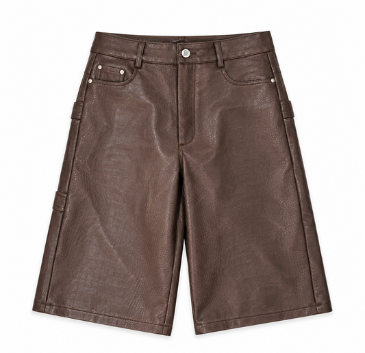 BROWN LEATHER SHORTS